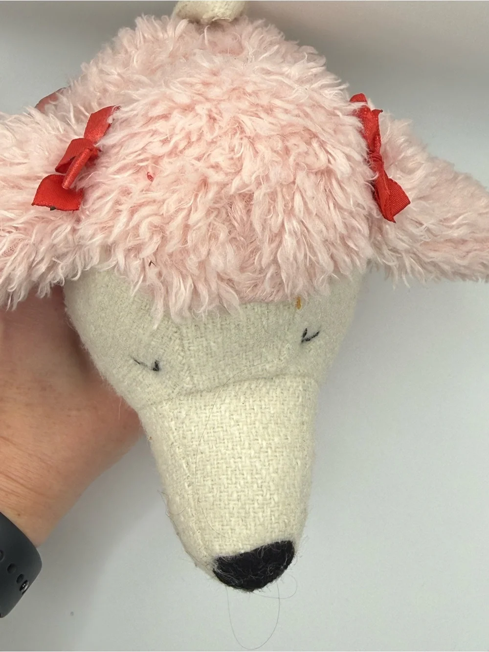 Target Pink Plush Dog Toy with Cream Face and Black Nose